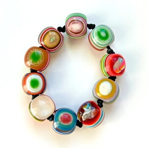 Jackie Brazil Carlos Sobral Olho Grego Stripe Eye Beads Festival Bracelet